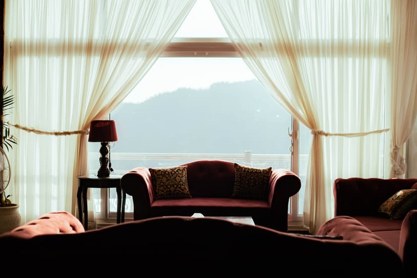 Luxury winter villa Bhurban Murree — fireplace interior with snowfall view, Himalaya Villas